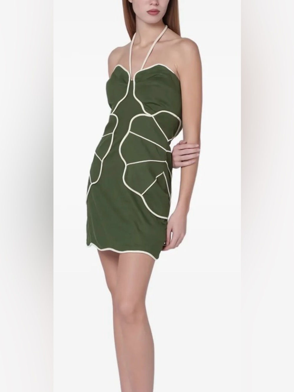 FARM Rio Green Wavy Cutouts Mini Dress